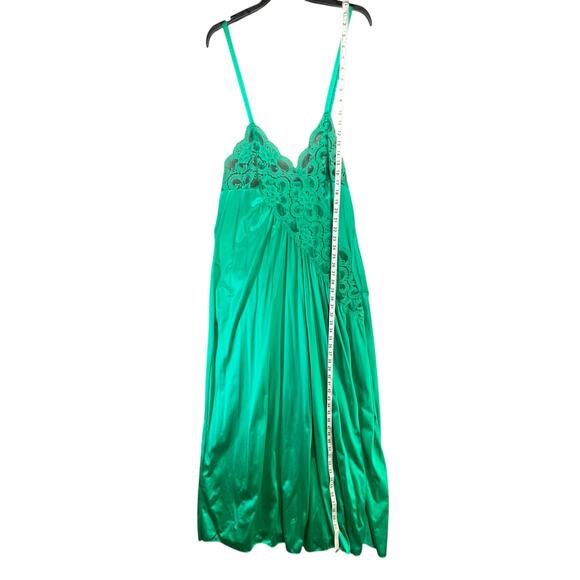Vintage Lady Romance Nightgown Set Womens 3X Green Satin Lace Trim Feminine - Picture 12 of 16